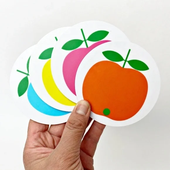 Set of 4 Koloni Swedish Drink Coasters Lotta Kühlhorn, Apples Birch Veneer Wood - Picture 1 of 5